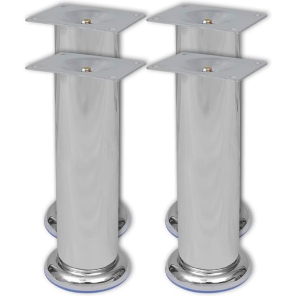 4 okrúhle nohy na pohovku, chrómové, 180 mm