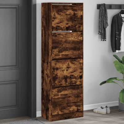 vidaXL Botník so 4 výklopnými zásuvkami dymový dub 60x34x187,5 cm