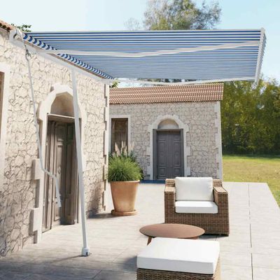 vidaXL Samostatne stojaca automatická markíza 300x250 cm modro-biela