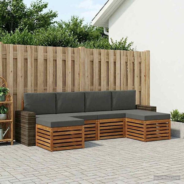 vidaXL Súpravy pohoviek s vankúšom 6 pcs Prírodná a antracitová
