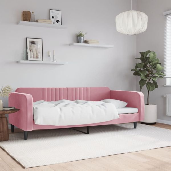 vidaXL Denná posteľ ružová 90x200 cm zamat