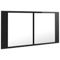 vidaXL LED kúpeľňová zrkadlová skrinka lesklá čierna 90x12x45 cm akryl