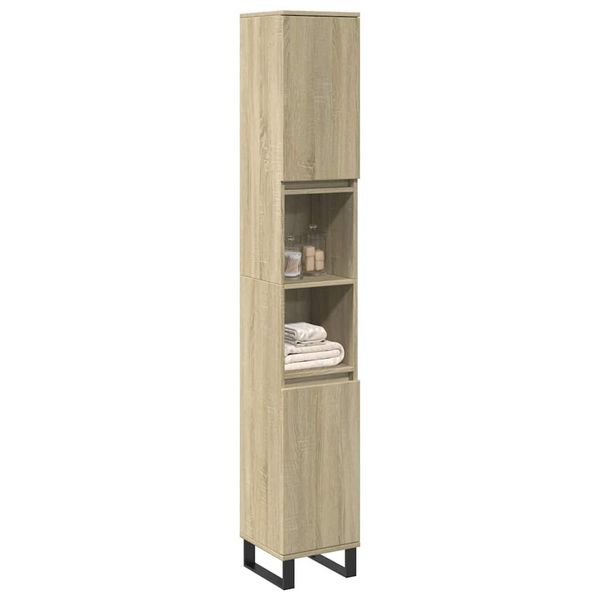 vidaXL Skrinka do kúpeľne dub sonoma 30x30x190 cm spracované drevo
