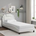 vidaXL Posteľ Viana s matracom biela 90x190 cm umelá koža