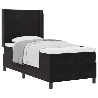 vidaXL Posteľ s pružinovým rámom Čierna 90 x 190 cm Zamat