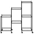 vidaXL Stojan na kvety s kolieskami 83x25x83,5 cm čierny železný
