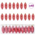vidaXL Vianočná guľa z ihličia 40 ks Červená 4 x 9 cm Plast