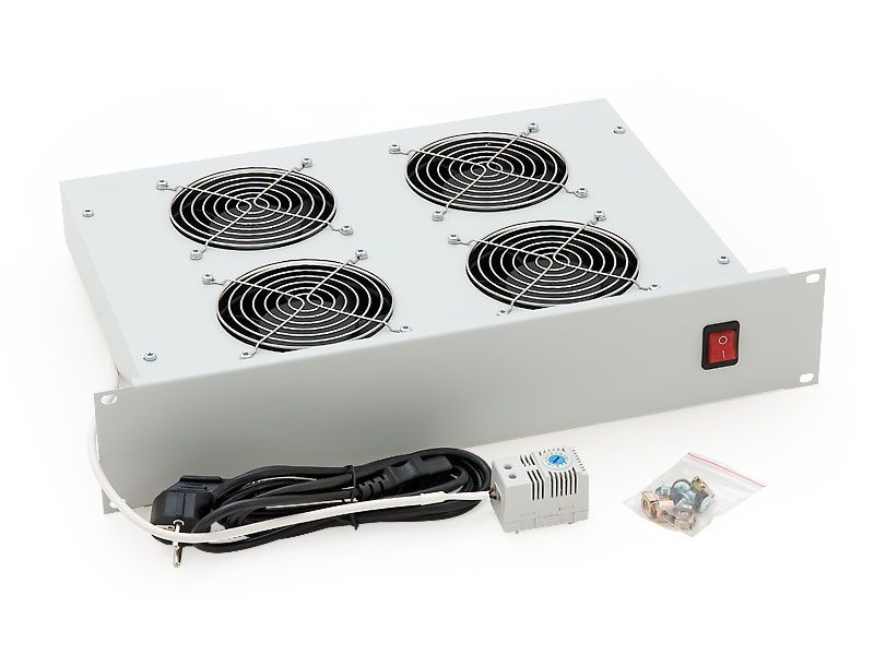 19'' horiz.vent.j.4xVent.-220V/92W termost.2U sivá