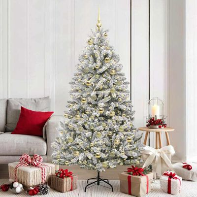 vidaXL Umelý vianočný stromček Zelená a biela 180 cm PVC a kov