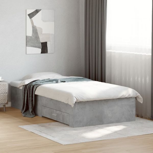 vidaXL Posteľný rám so zásuvkami betónovosivý 90x200cm kompozit. drevo