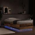 vidaXL Posteľový rám s LED Staré drevo 80 x 200 cm Kompozitné drevo