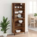 vidaXL Highboard Staré drevo 69,5 x 34 x 180 cm Kompozitné drevo