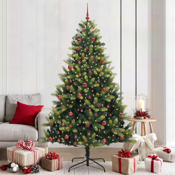vidaXL Umelý skladací vianočný stromček 300 LED diód Zelená 210 cm