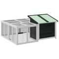 vidaXL Králikáreň sivá 144x123x67,5 cm masívna borovica
