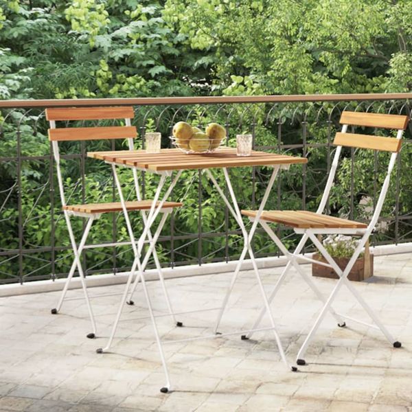 vidaXL Skladací bistro stolík 55x54x71 cm akáciový masív a oceľ