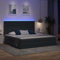 vidaXL LED úložná posteľ s matracom Tmavosivá 200 x 200 cm Zamat
