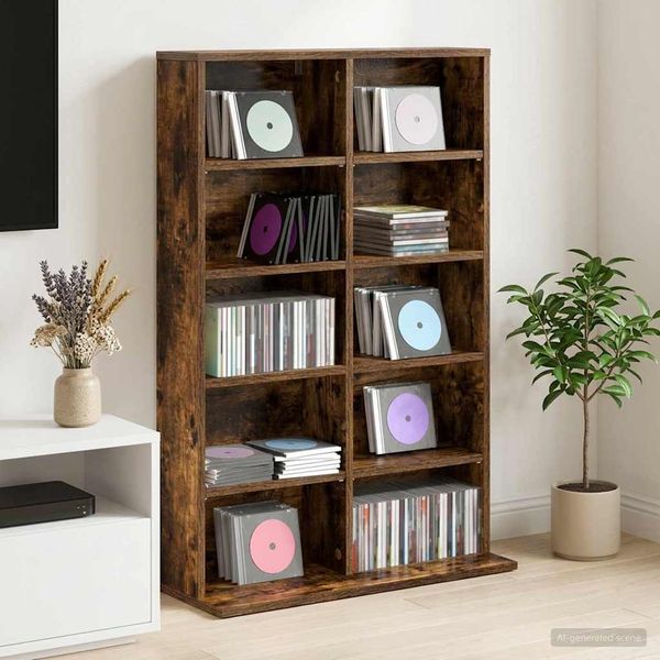 vidaXL CD Skrinka Dymový dub 65 x 23,5 x 97,5 cm Kompozitné drevo
