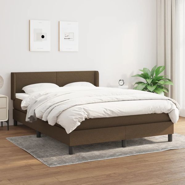 vidaXL Boxspring posteľ s matracom tmavohnedá 140x190 cm látka