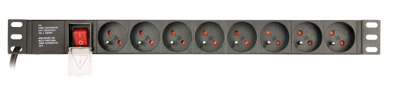 Gembird PDU 8 zásuviek, 1U, 16 A, 3m