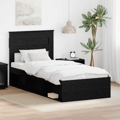 vidaXL Rám postele Čierna 75 x 190 cm Masívne borovicové drevo