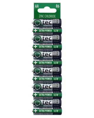 QTEC AA / R6/UM3 Extra power Zinkochloridová batéria / 12ks BLISTR