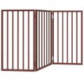 vidaXL Brána pre psa skladacia 3 panely hnedá 150 cm topoľové drevo