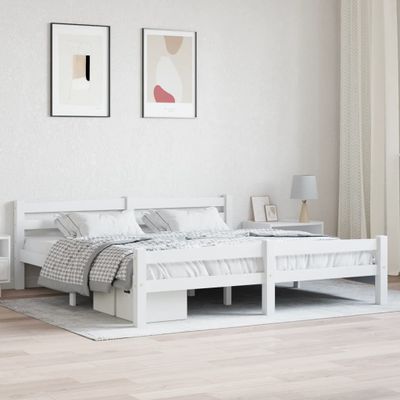 vidaXL Posteľný rám, biely, borovicový masív 180x200 cm