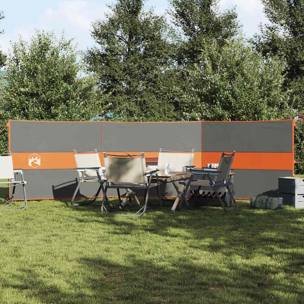 vidaXL Kempingový vetrolam sivo-oranžový 490x123 cm vodeodolný