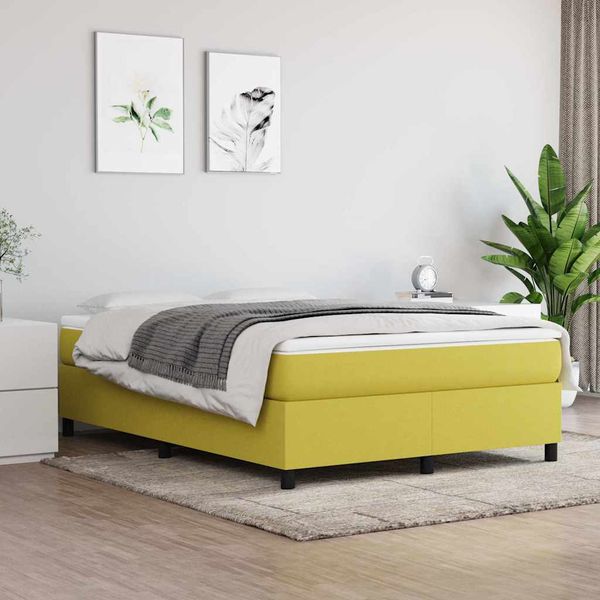 vidaXL Posteľný rám s boxspringom zelená 140x200 cm látka