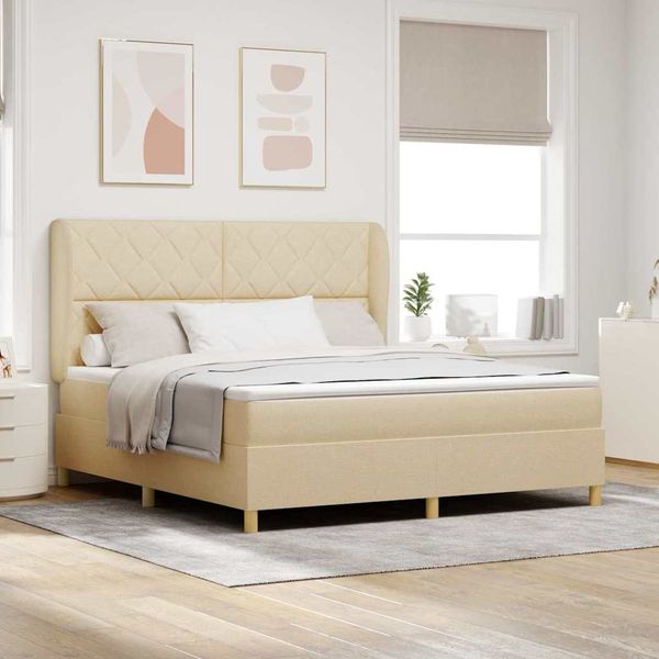 vidaXL Posteľ s pružinovým rámom Krémová 200 x 180 cm látka