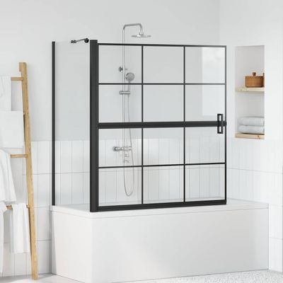 vidaXL Sprchová clona do kúpeľne Čierna a priehľadná 116 x 68 x 128 cm