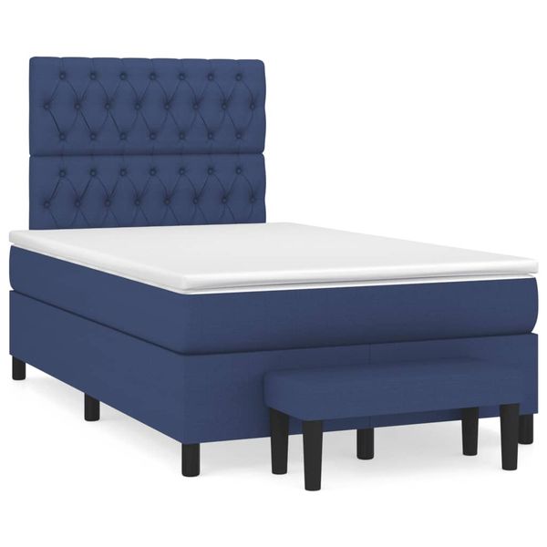 vidaXL Boxspring posteľ s matracom modrá 120x190 cm látka