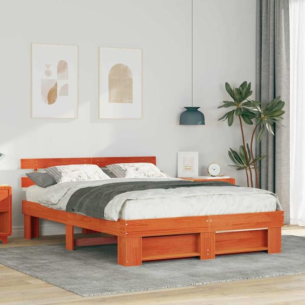vidaXL Rám postele Včelí hnedý 150 x 200 cm Masívne borovicové drevo