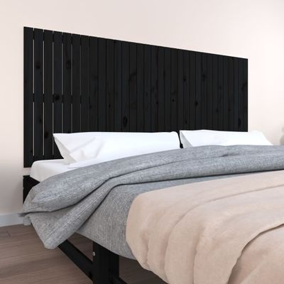vidaXL Nástenné čelo postele čierne 204x3x90 cm masívna borovica