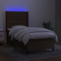vidaXL Posteľ boxsping s matracom a LED tmavohnedá 80x200 cm látka