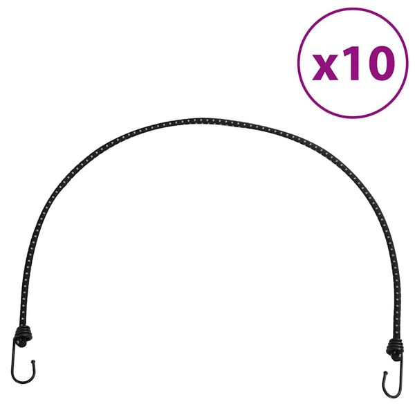 vidaXL Bungee šnúry s reflexnými pásikmi a háčikmi 10 ks 100 cm