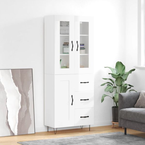 vidaXL Vysoká skrinka lesklá biela 69,5x34x180 cm spracované drevo