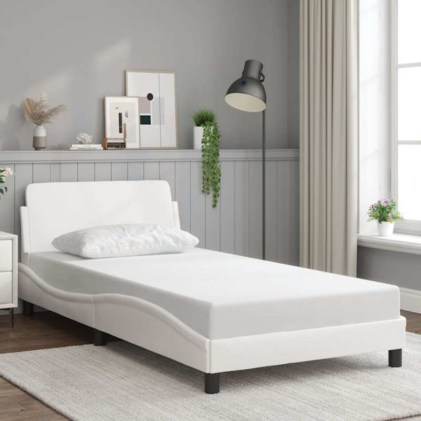 vidaXL Rám postele Dover biely 100x203 cm umelá koža