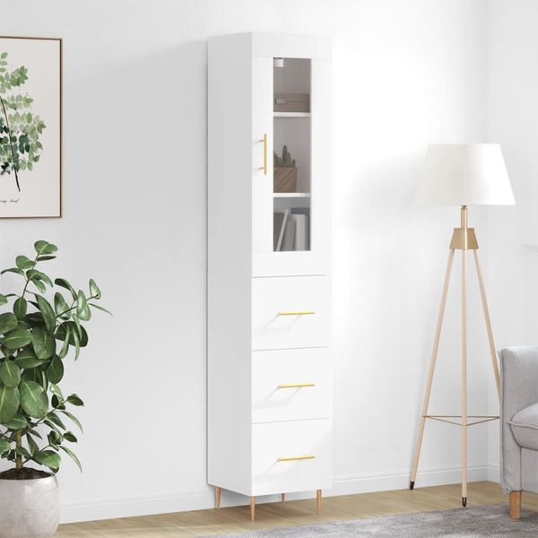 vidaXL Vysoká skrinka biela 34,5x34x180 cm spracované drevo