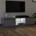 vidaXL TV skrinka s LED svetlami lesklá sivá 140x40x36 cm
