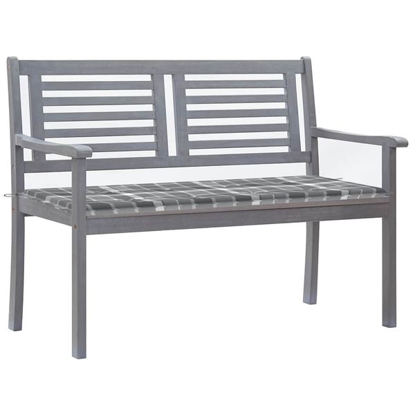 vidaXL 2-miestna záhradná lavica s podložkou 120 cm sivá eukalyptus