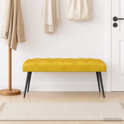 vidaXL Lavica s gombíkovým prešívaním Žltá 110 x 40 x 46 cm Zamat