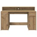 vidaXL Stôl s LED svetlami dub artisan 140x55x91 cm kompozitné drevo