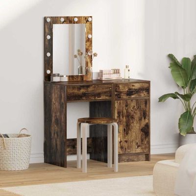 vidaXL Toaletný stolík 2 pcs Hnedá 50 x 41 x 135 cm Kompozitné drevo
