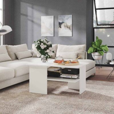 vidaXL Konferenčný stolík biely 90x60x46,5 cm drevotrieska