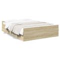 vidaXL Posteľný rám so zásuvkami dub sonoma 135x190cm kompozitné drevo