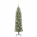 vidaXL Umelý chudý vianočný strom Zelená a biela 150 cm