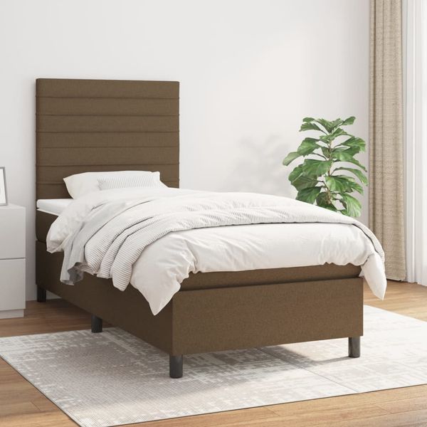 vidaXL Boxspring posteľ s matracom tmavohnedá 100x200 cm látka