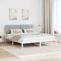 vidaXL Rám postele Biela a svetlosivá 200 x 200 cm Borovicový masív