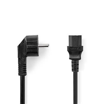 Nedis CEGL10000BK20 - Napájací Kabel  | Typ F Zástrčka | IEC-320-C13 | Uhlový | Priamy | 2 m | Čierna Kábel, napájací, prípojný, 250V, 10A, konektor IEC-320-C13, uhlová zástrčka Schuko (typ F), 2m, čierny